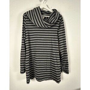 Synergy Womens Organic Cotton Striped Long Sleeve Cowl Neck Tunic Top Medium